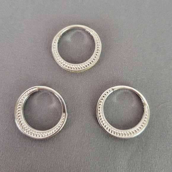 Set of 3 Sparkling Silver & Multi Color Sapphire Stackable Bands - Picture 8 of 10